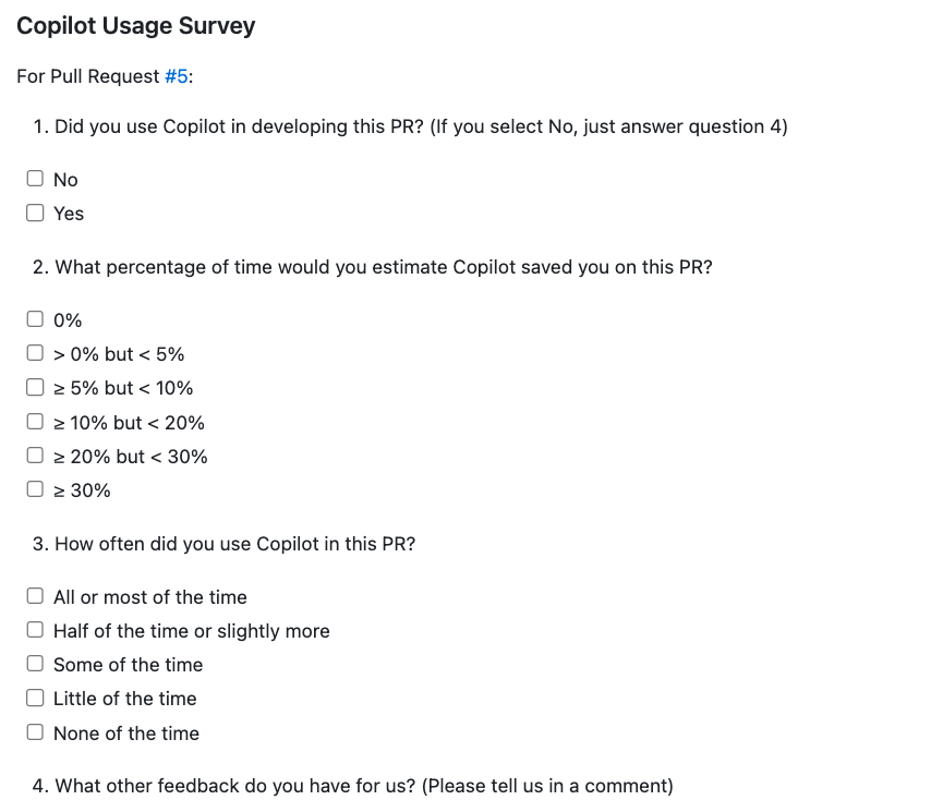 Sample screenshot of a survey