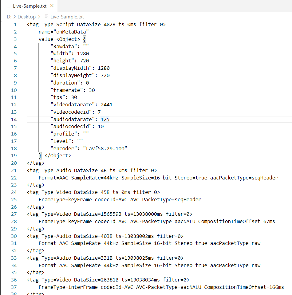 FLV Parse Result: Live-Sample