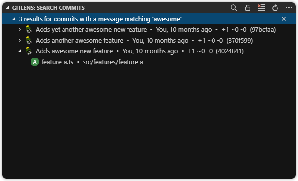 Search Commits view