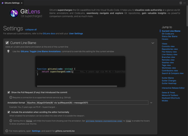 GitLens Interactive Settings