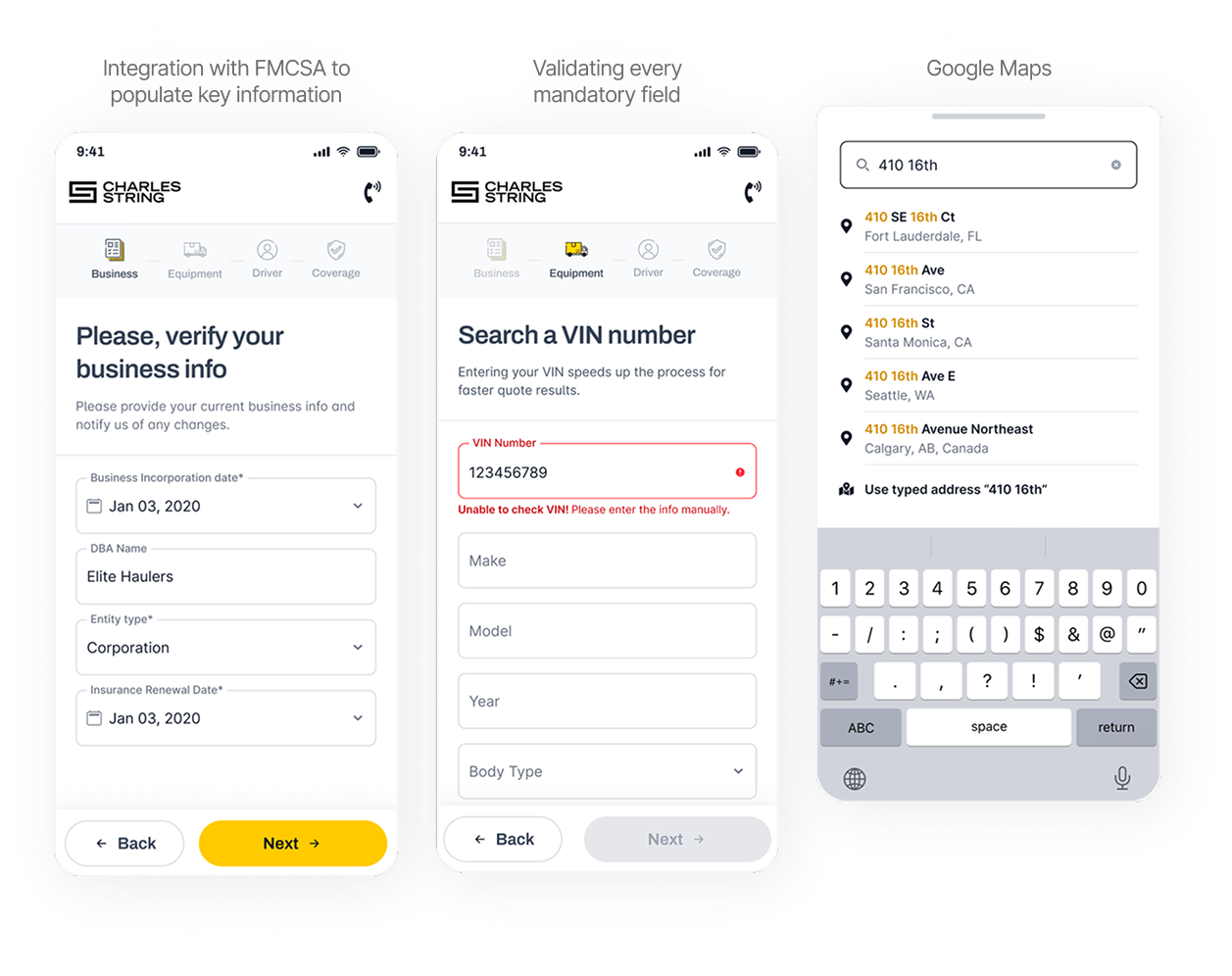 DOT integration and data quality screens