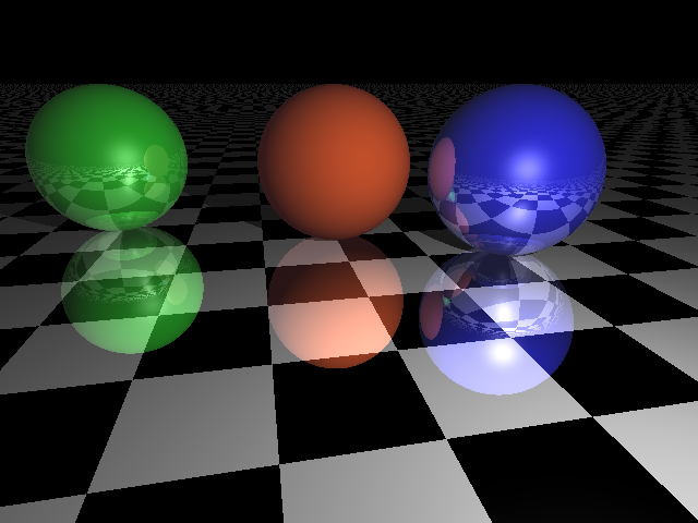 Spheres on checkerboard
