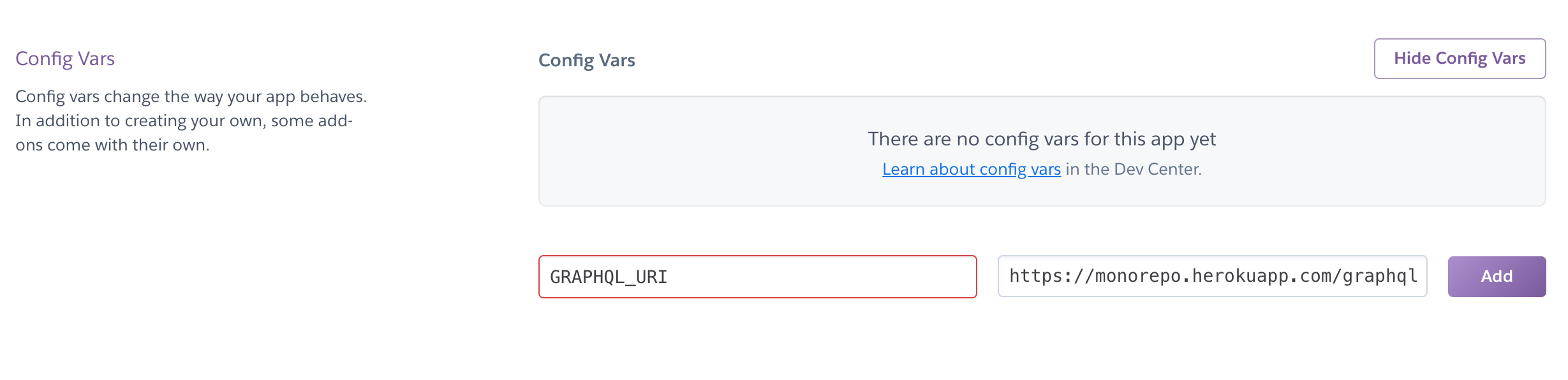 heroku env vars