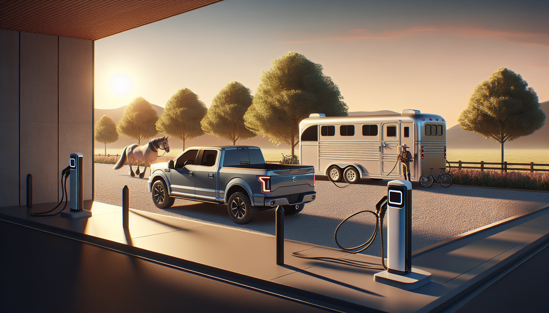 electric truck towing horse trailer - horse trailer industry news and trends