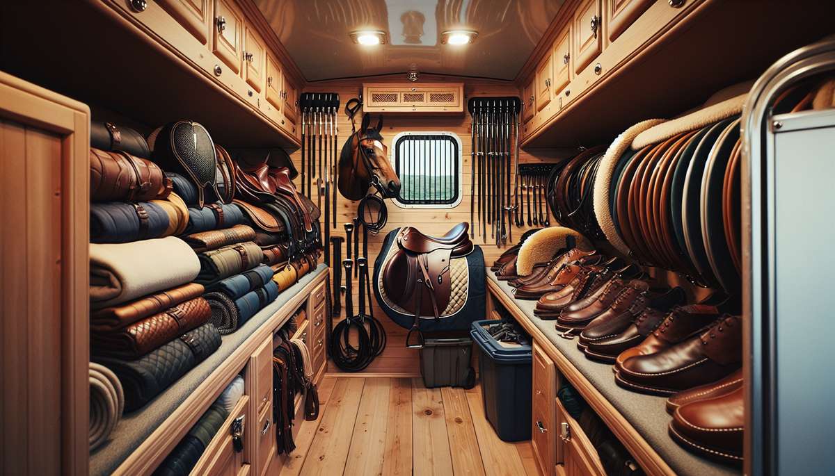 horse trailer smells bad fix odor - Well-organized horse trailer tack room storage