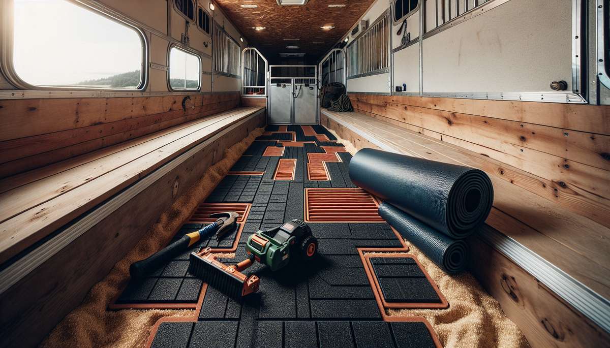 horse trailer smells bad fix odor - Horse trailer rubber floor mat installation for safety