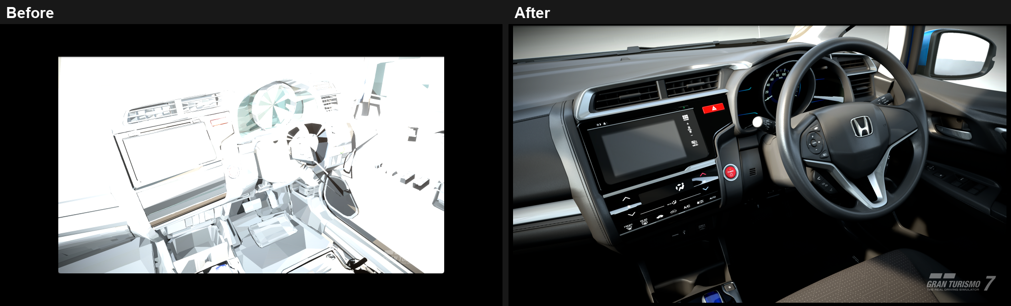 Interior, before and after