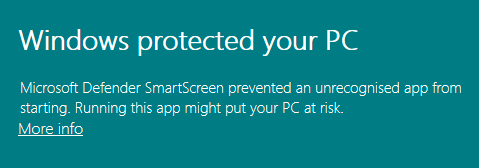 Windows - Windows protected your PC warning