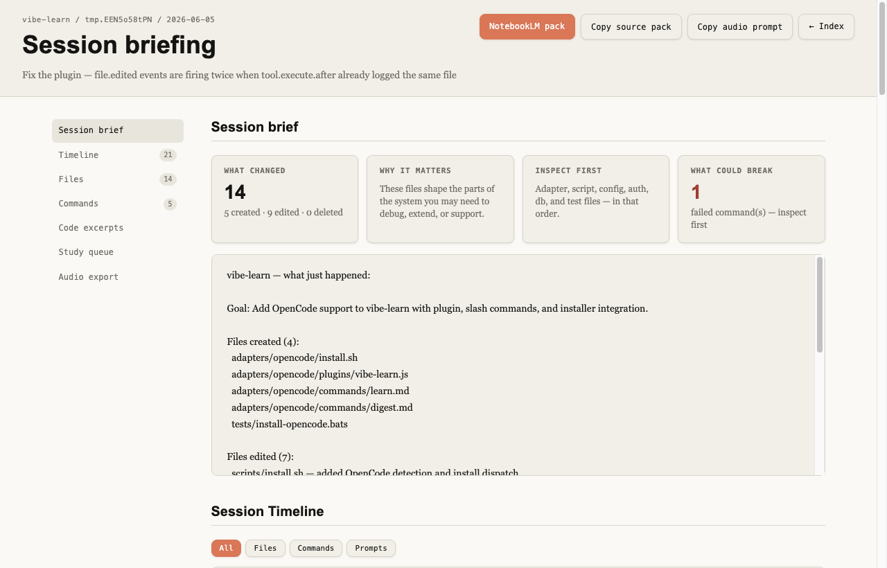 Session briefing page