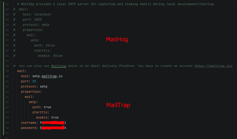 MailTrap configuration