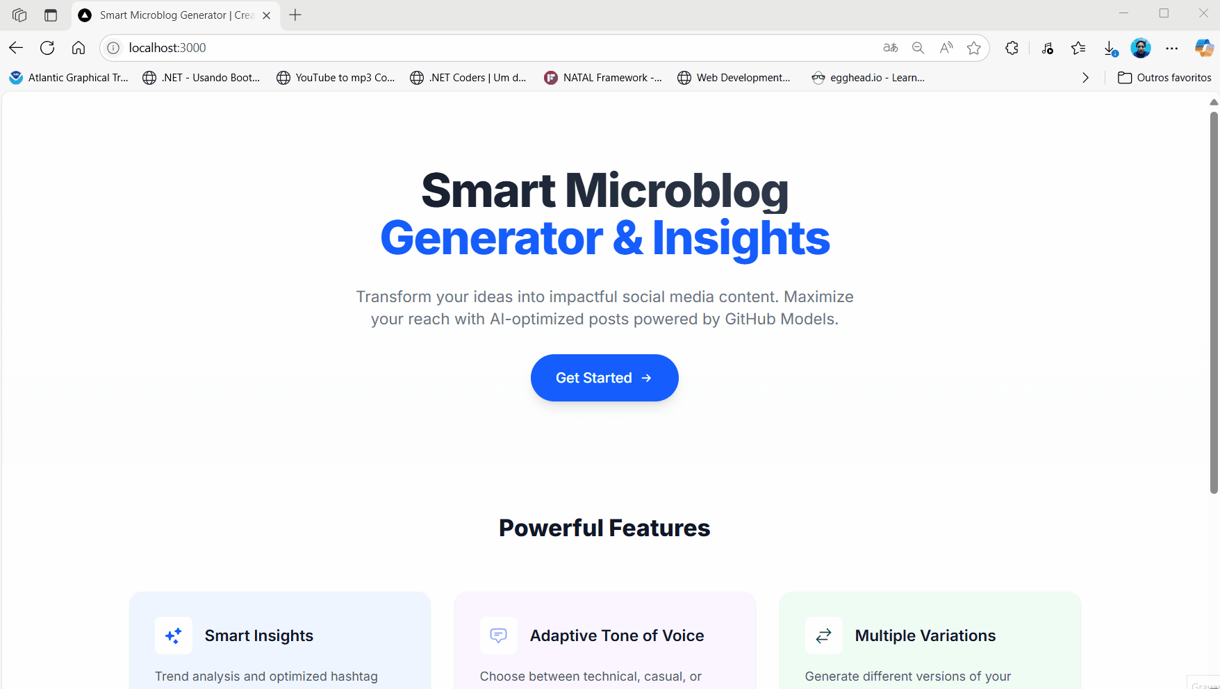 Microblog AI Next.js Demo