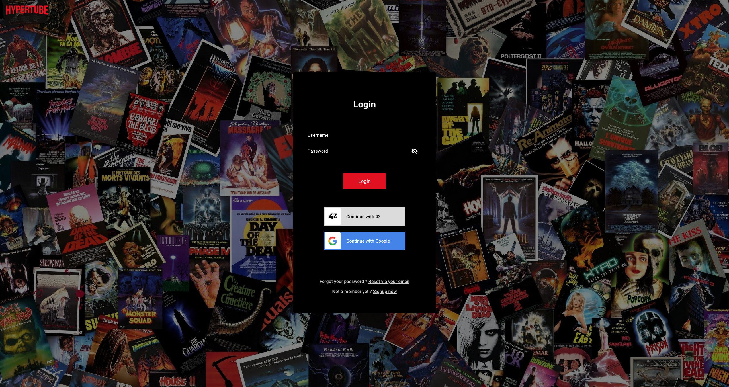 Login page