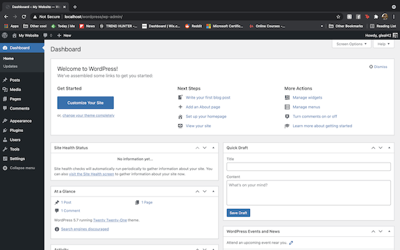 Wordpress Dashboard