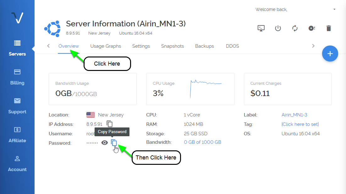 check hostname and password