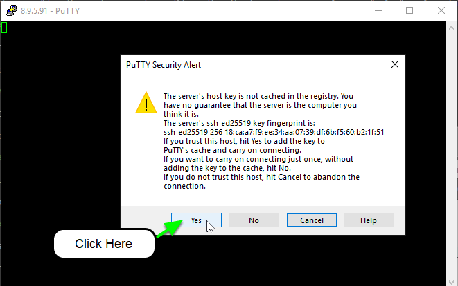 Alert from PuTTY