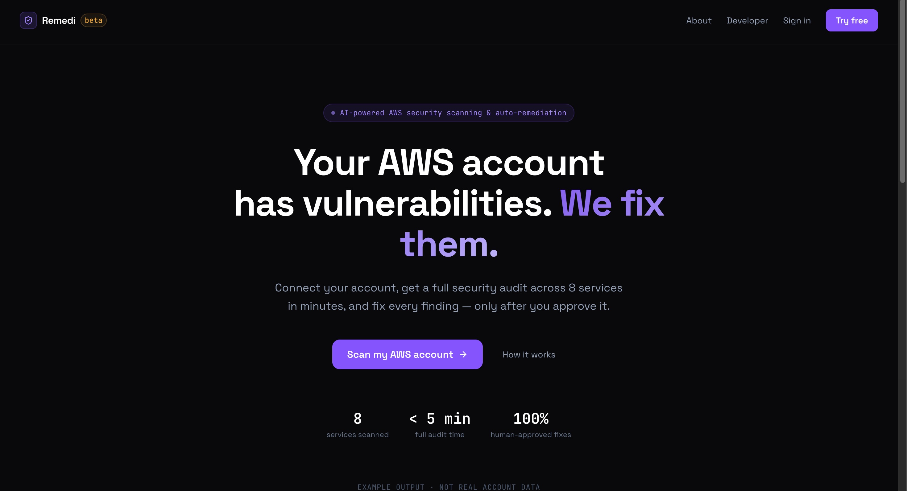 Remedi landing page