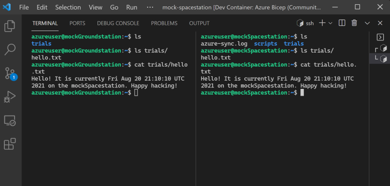 The Mock Groundstation and Mock Spacestation /trials directories in sync