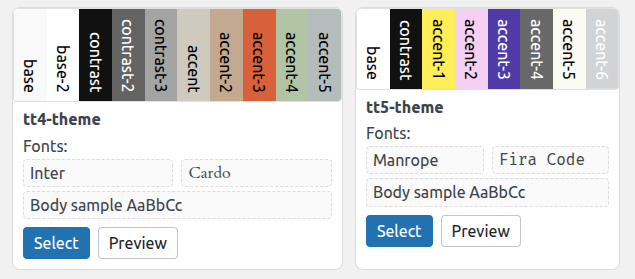 Twenty Twenty Four and Twenty Twenty Five theme colors and fonts