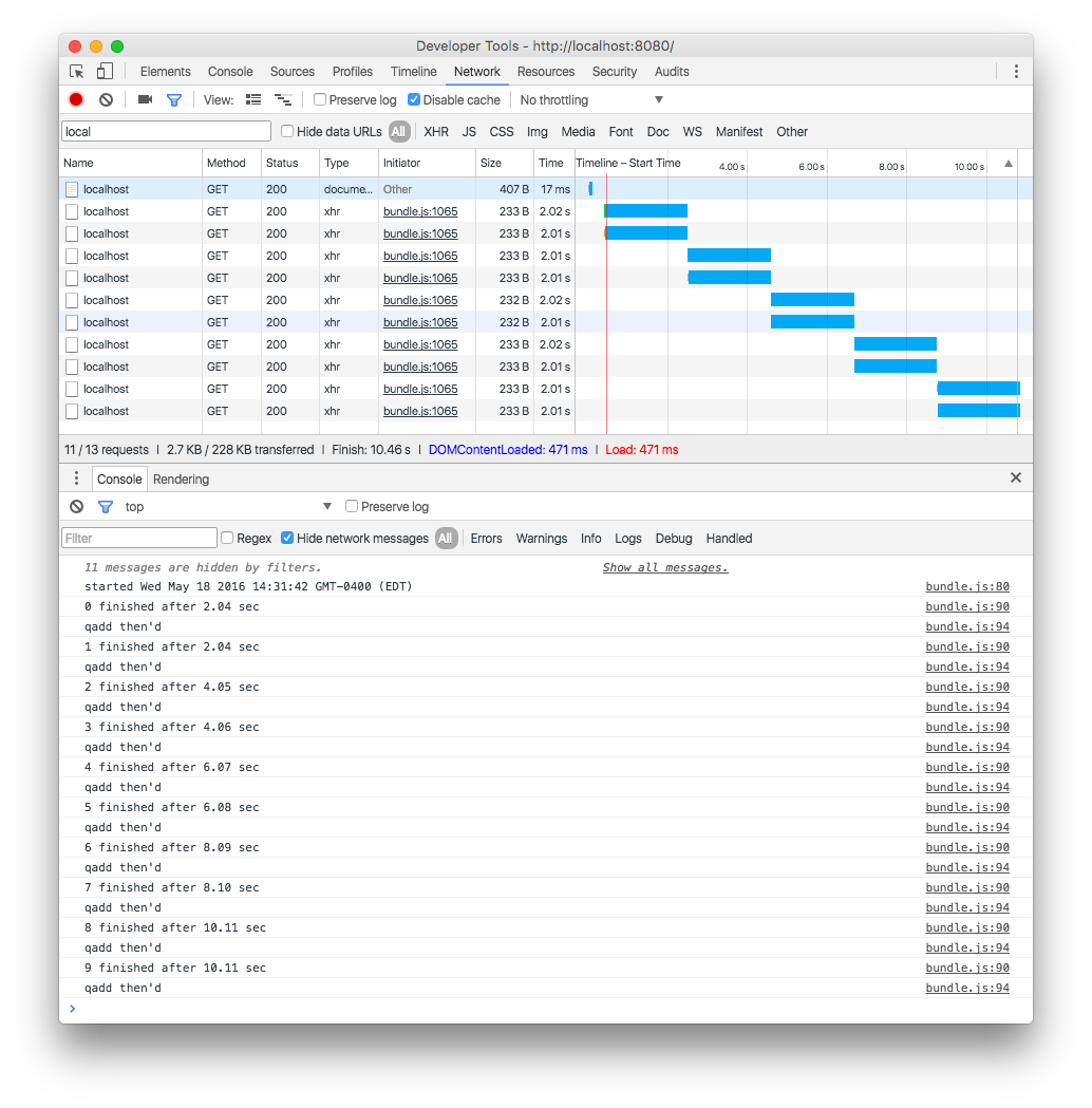 network profile with 2 concurrent requests