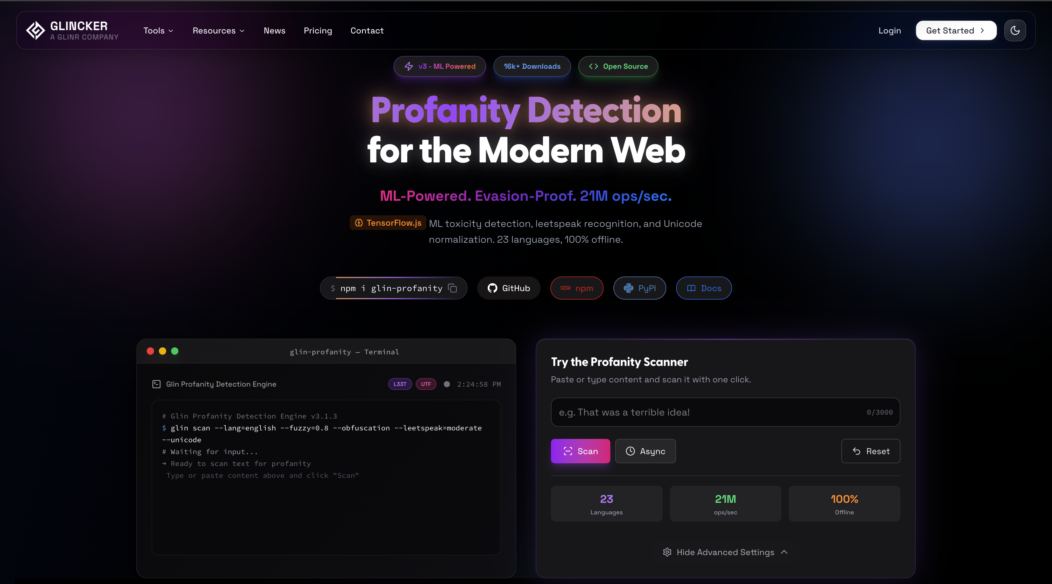 Glin Profanity - ML-Powered Profanity Detection