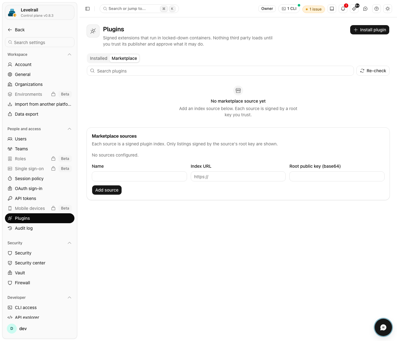 Levelrail plugin marketplace