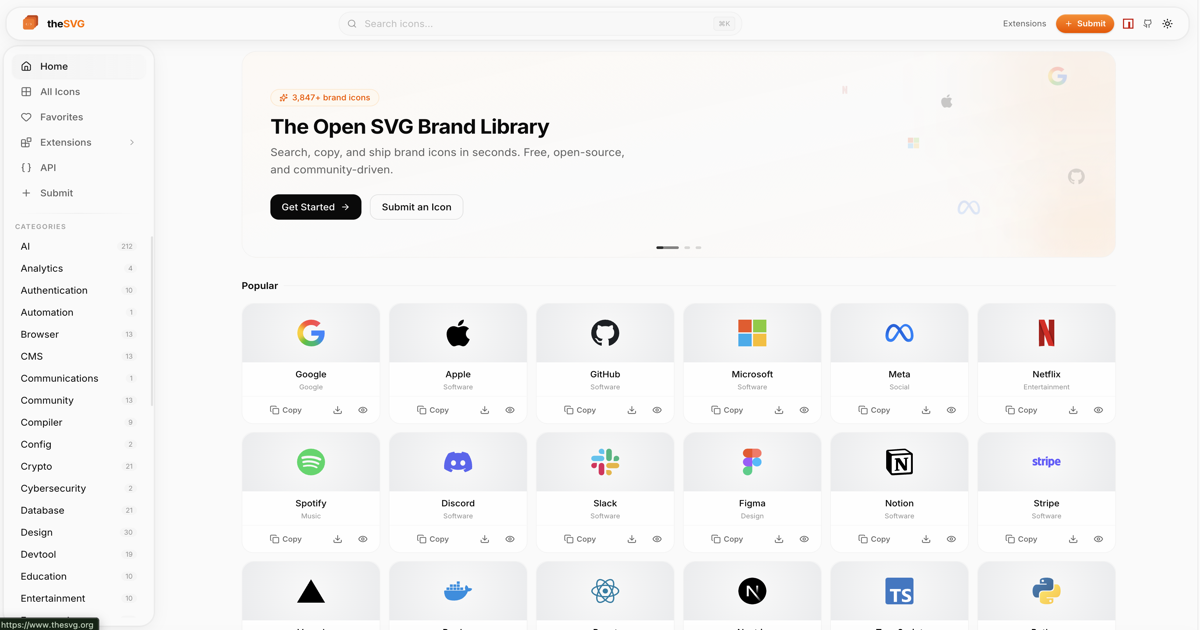 theSVG - 4,000+ brand SVG icons