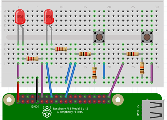 Example of MMM-GPIO Breadboard Breadboard