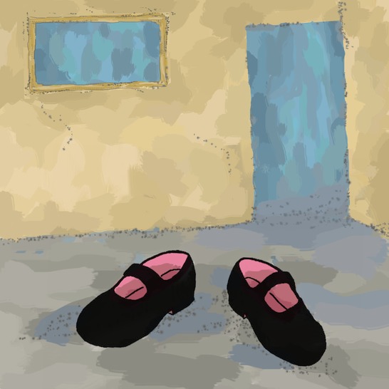 A pair of girls' shoes.