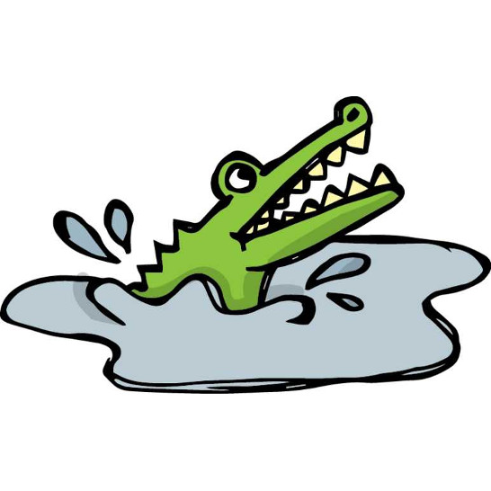 A crocodile jumping out of the water.