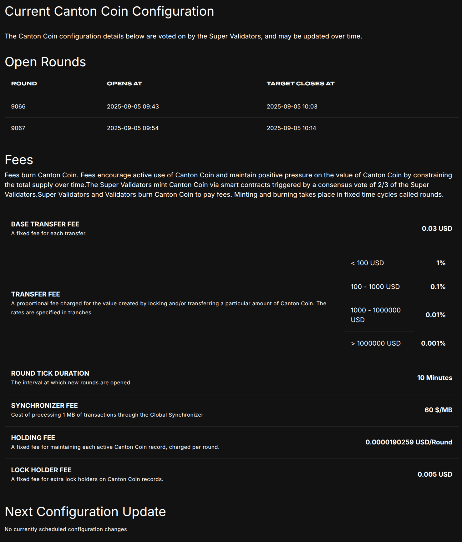 Current fees display in scan