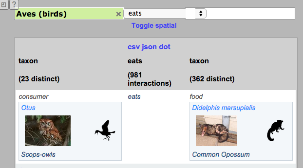 Screenshot of Taxon Search