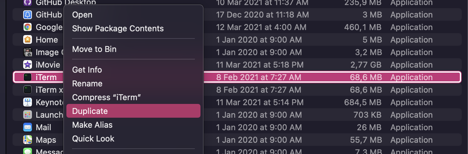 iterm duplication