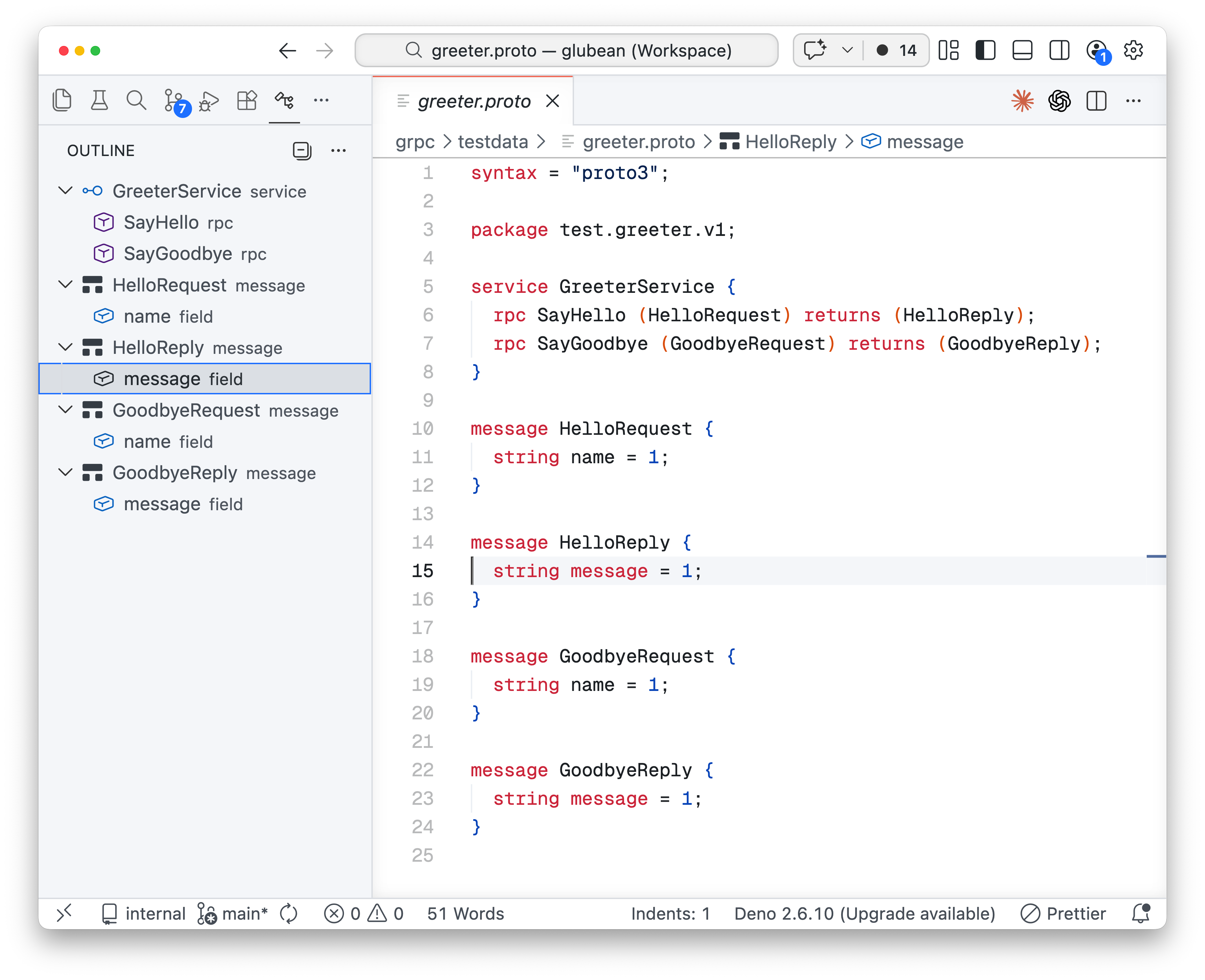 Protobuf Tools syntax highlighting and outline