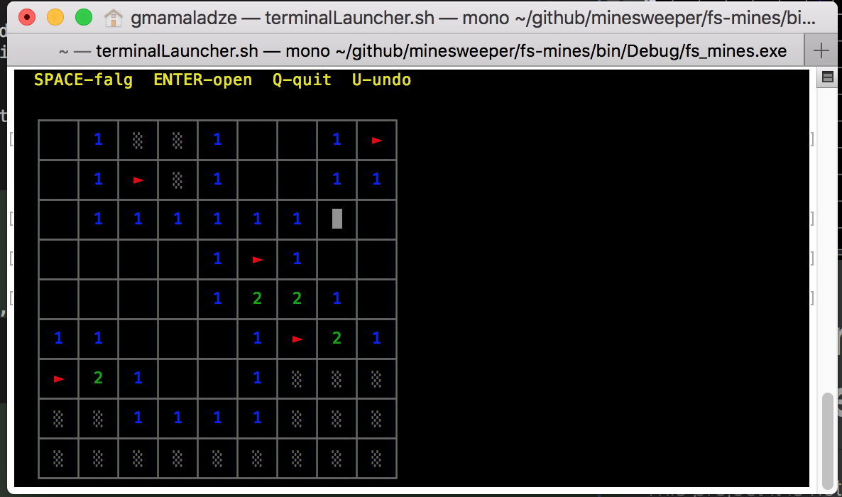 Screenshot of Functional Minesweeper in C#