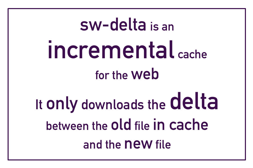 sw-delta is an incremental cache for the web. It only downloads the delta between the old file in cache and the new file.