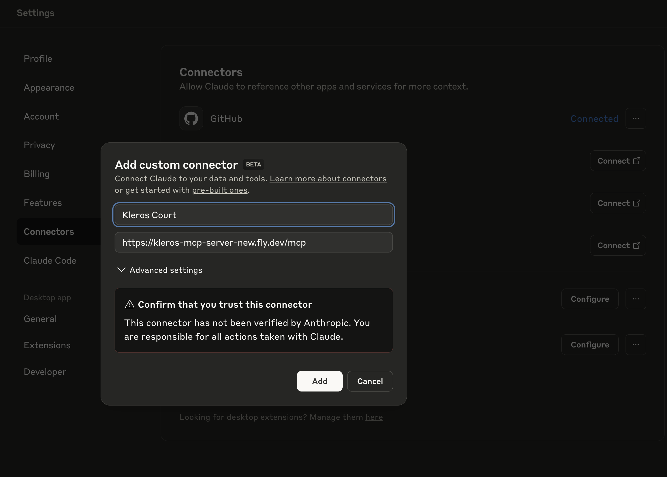 Claude Desktop Connector Setup