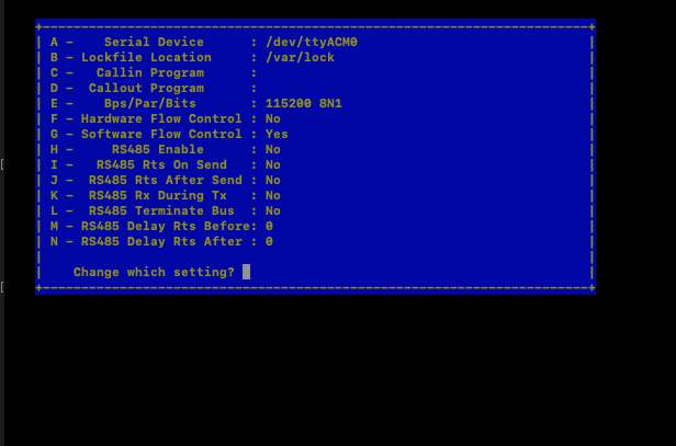 Serial port setup