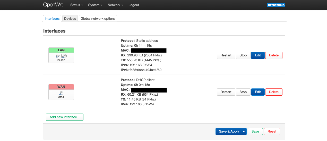 IP address for both interface