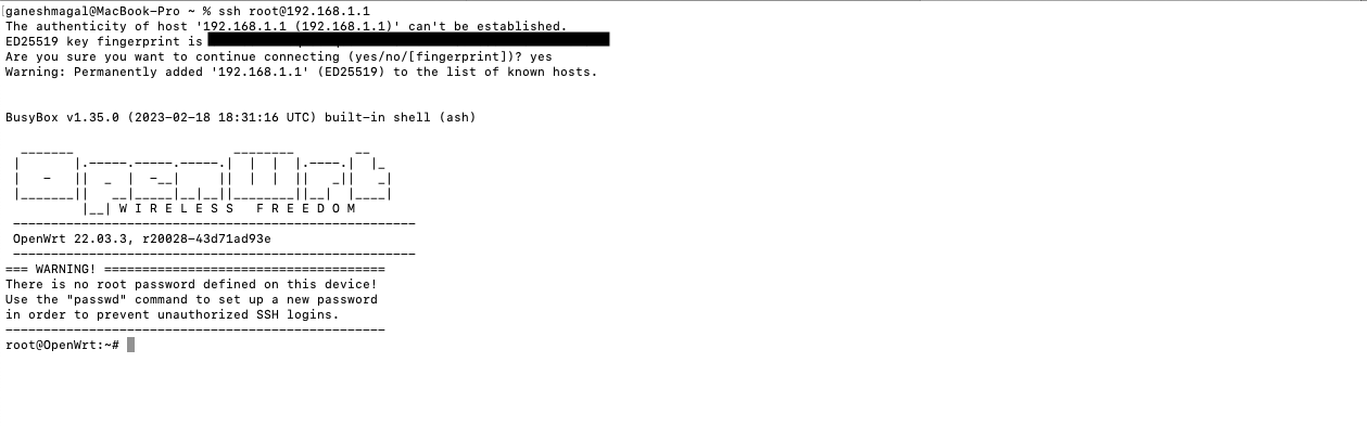 ssh openwrt