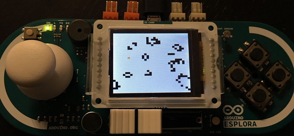 Arduino Esplora with Game of Life running