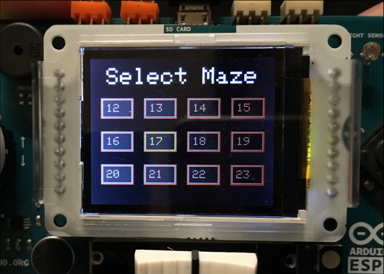 Maze Selection Screen
