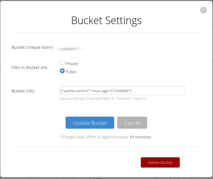 updating the cache-control in bucket settings