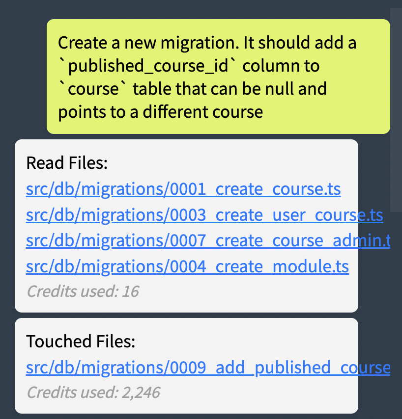 Prompt to run a migration