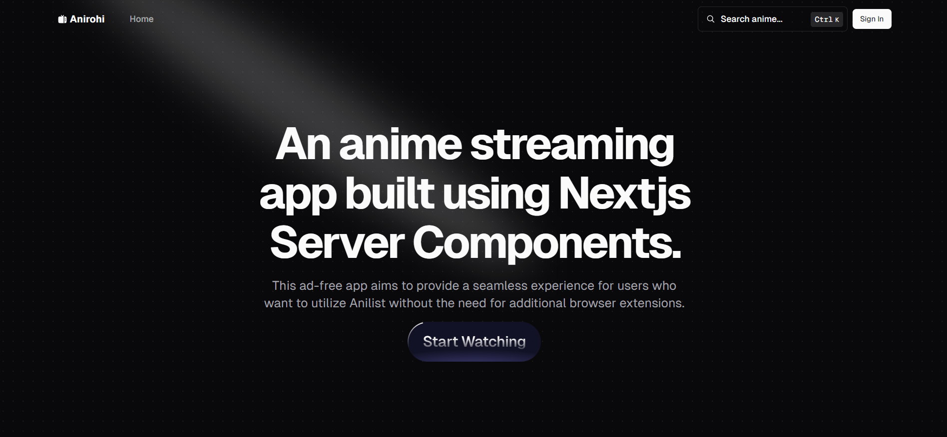 Anirohi – an open-source streaming site built with Nextjs 14 app router
