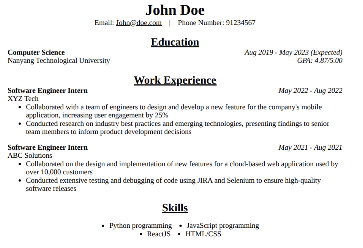 sample resume