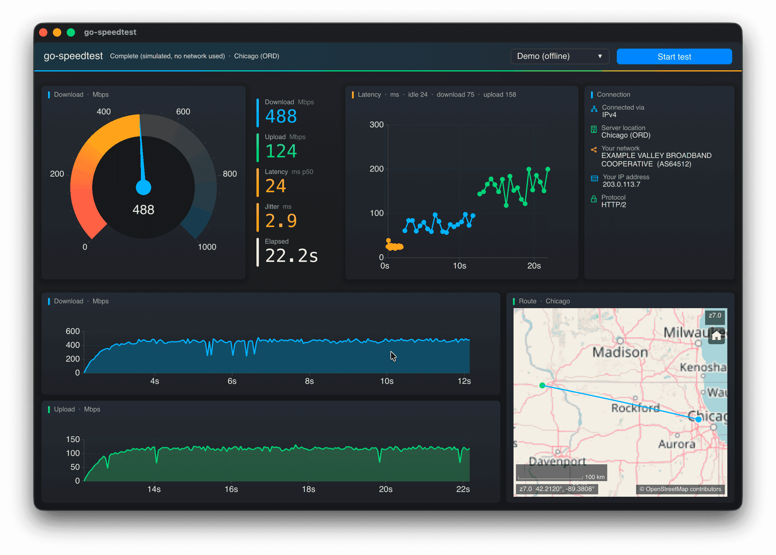 go-speedtest network speed test dashboard