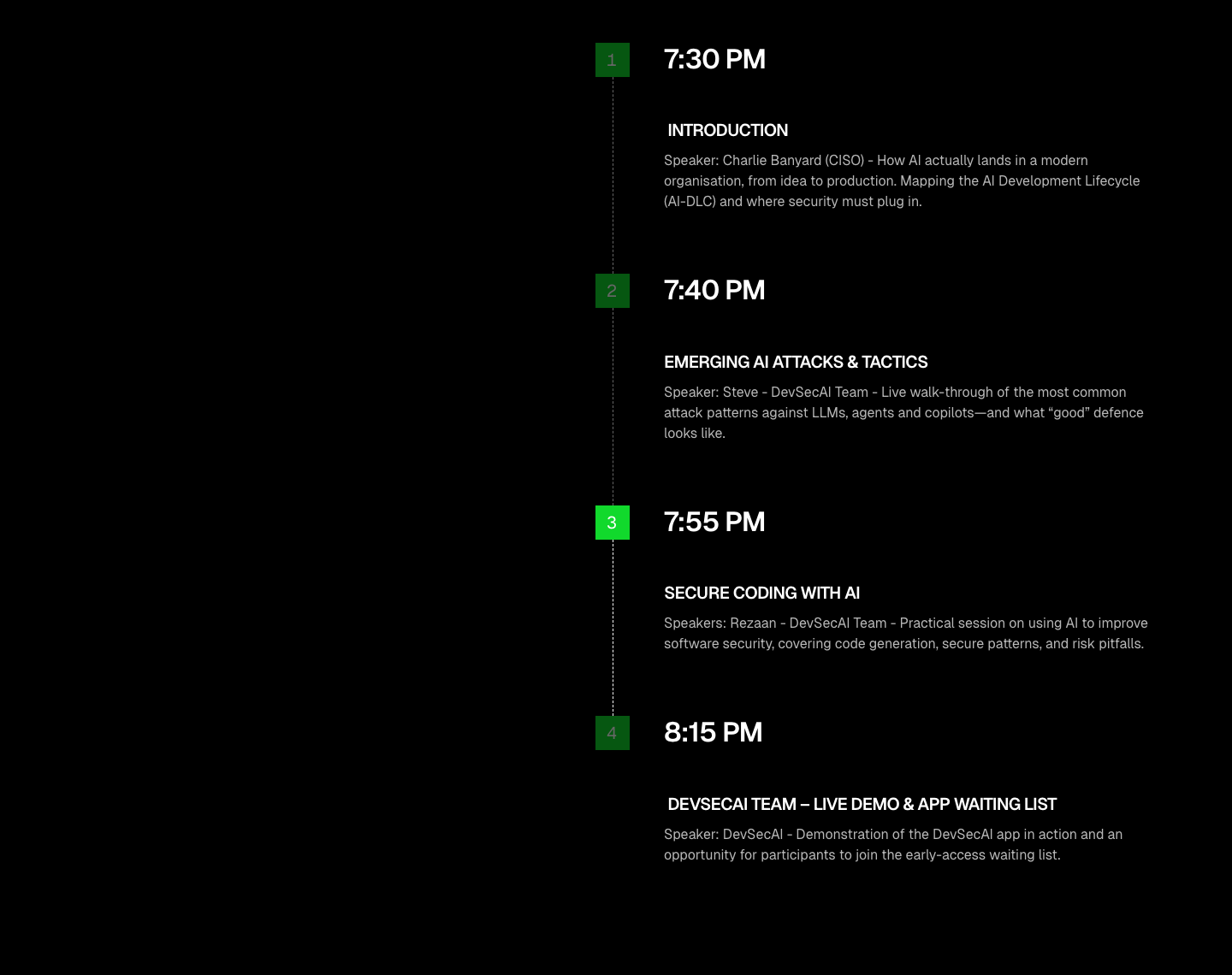 Agenda Timeline