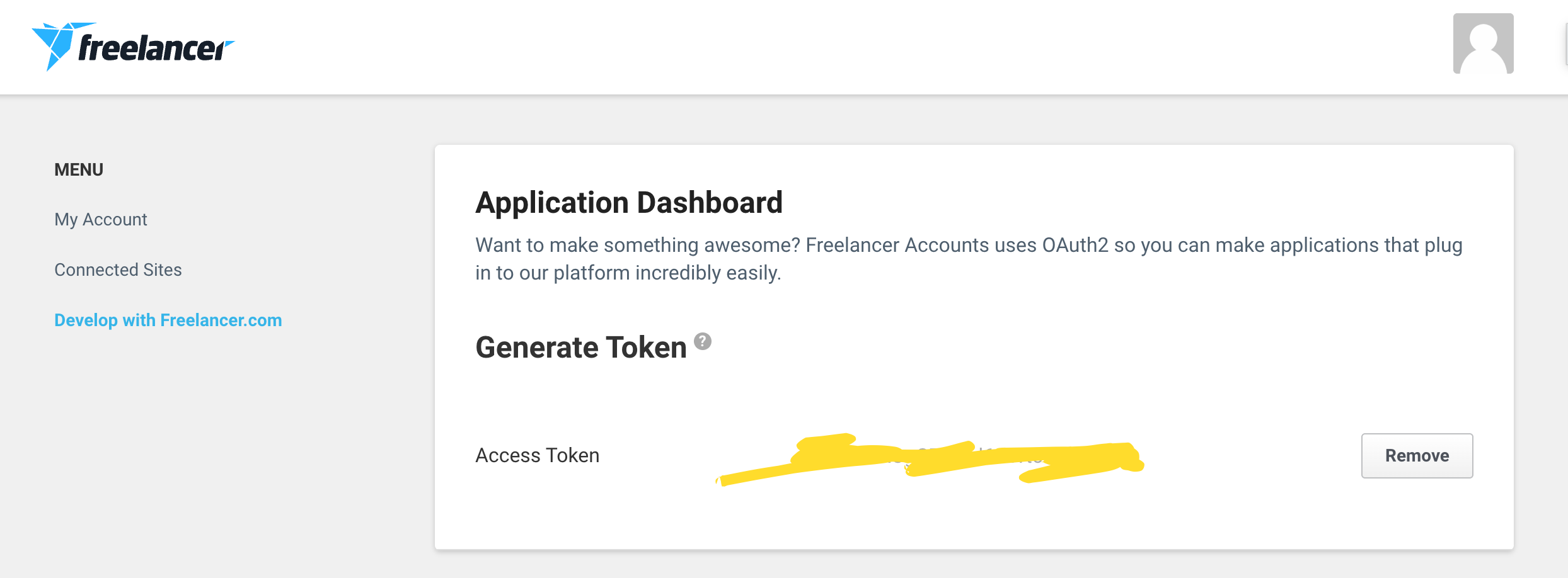 Where to generate your Freelancer access token