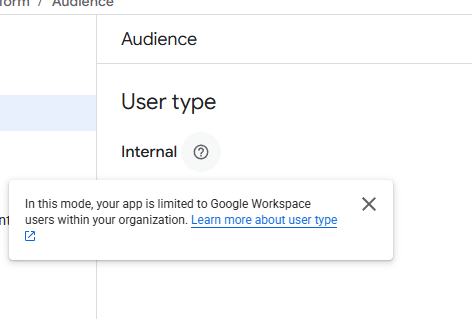Screenshot of the Publishing Status being set to Internal