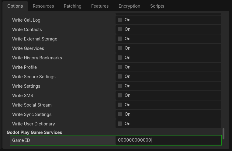 Screenshot of the plugin export settings section